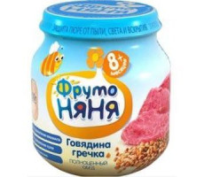 ФРУТОНЯНЯ ПЮРЕ 100Г. ГОВЯДИНА+ГРЕЧКА+МОРКОВЬ 8+МЕС.