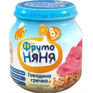 ФРУТОНЯНЯ ПЮРЕ 100Г. ГОВЯДИНА+ГРЕЧКА+МОРКОВЬ 8+МЕС.