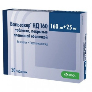 ВАЛЬСАКОР НД 160МГ.+25МГ. №30 ТАБ. П/П/О /KRKA/ ВАЛЬСАКОР НД 160МГ.+25МГ. №30 ТАБ. П/П/О /KRKA/