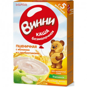 ВИННИ КАША 200Г. ПШЕНИЧНАЯ+ЯБЛОКО+ПРЕБИОТИКИ Б/МОЛ. 5+