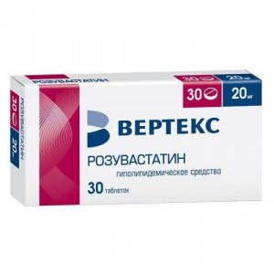 РОЗУВАСТАТИН-ВЕРТЕКС 20МГ. №30 ТАБ. П/П/О /ВЕРТЕКС/ РОЗУВАСТАТИН-ВЕРТЕКС 20МГ. №30 ТАБ. П/П/О /ВЕРТЕКС/