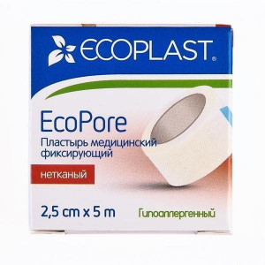 ЭКОПЛАСТ ПЛАСТЫРЬ 2,5СМХ5М МЕД. ФИКС. НЕТКАН. ЭКОПОРЕ [ECOPLAST]