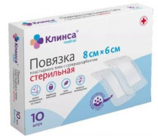 КЛИНСА ПОВЯЗКА ПЛАСТЫРНОГО ТИПА СУПЕРСОРБ. СТЕР. 8Х6СМ. №10