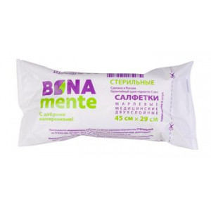 БОНА МЕНТЕ САЛФЕТКИ МАРЛ. 2-Х СЛ. СТЕР. 45Х29СМ. №5 [BONA MENTE]